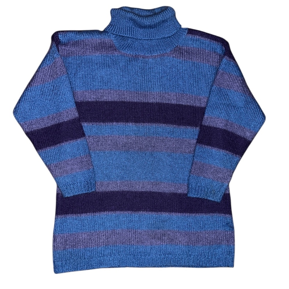 RARE Abercrombie & Fitch Jumper Mohair wool turtleneck striped preppy oversized
